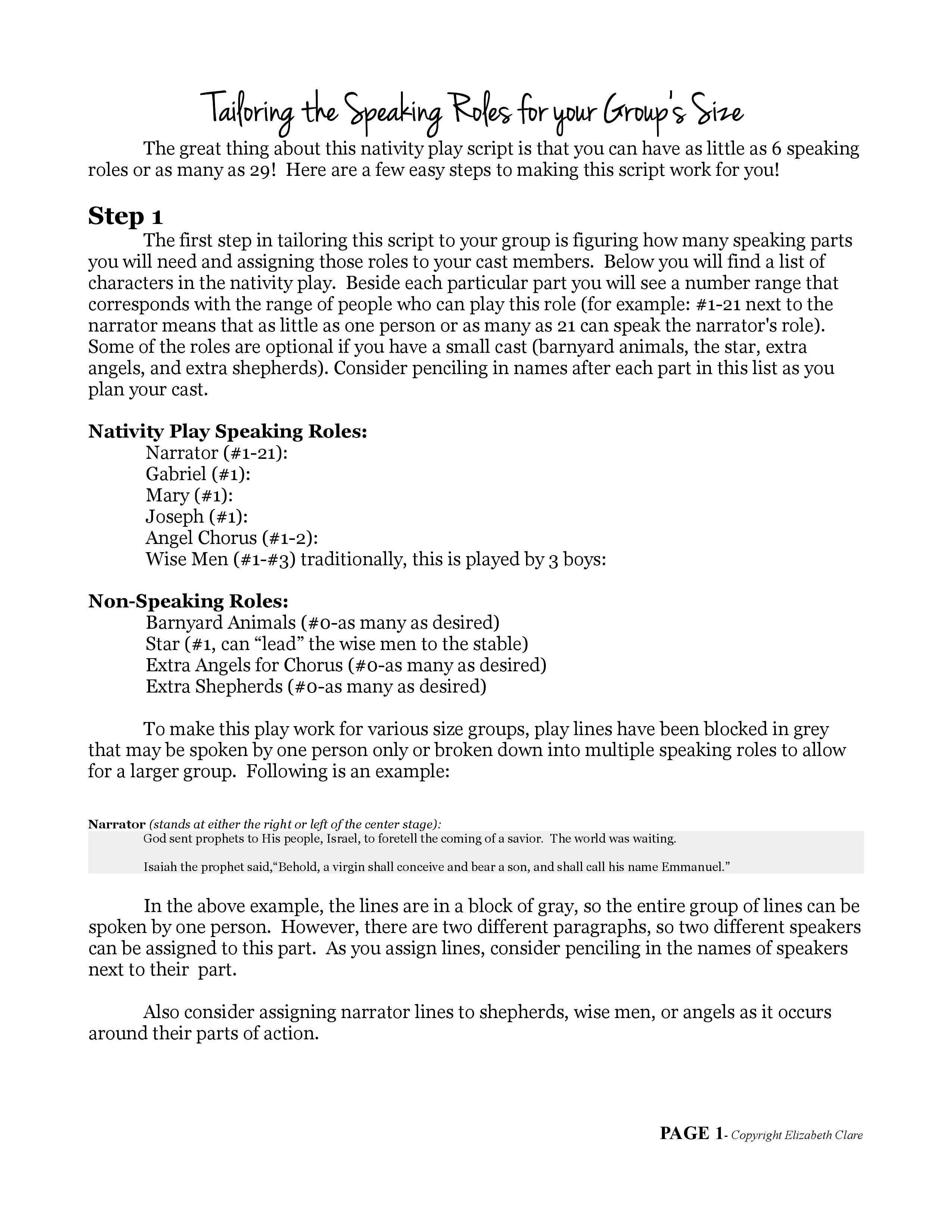 O Come Emmanuel&amp;quot;: A Nativity Play Script | Christmas Pageant - Free Printable Play Scripts