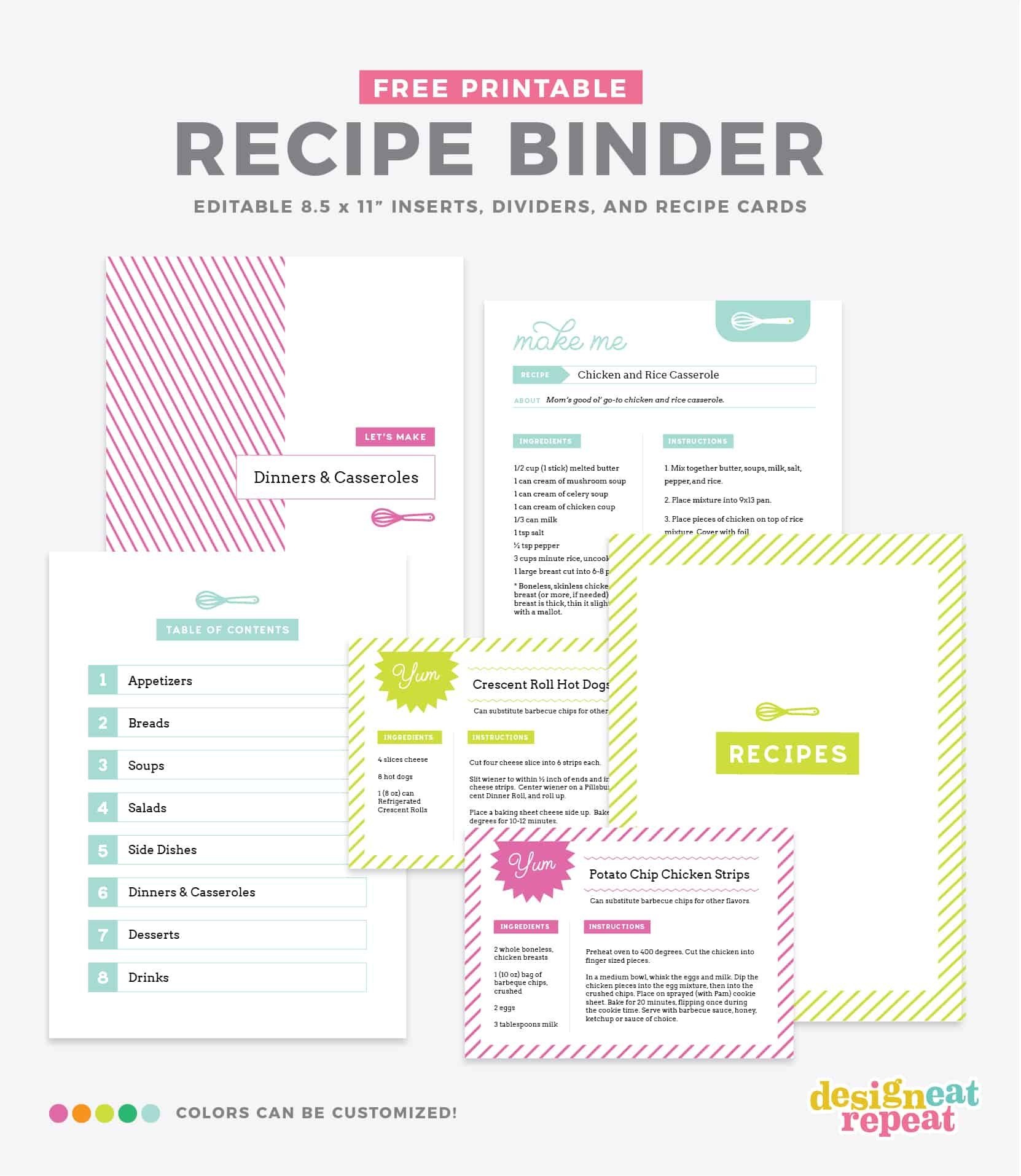 Organize Your Favorite Recipes Into A Diy Recipe Book With These Fun - Free Printable Recipe Binder Templates