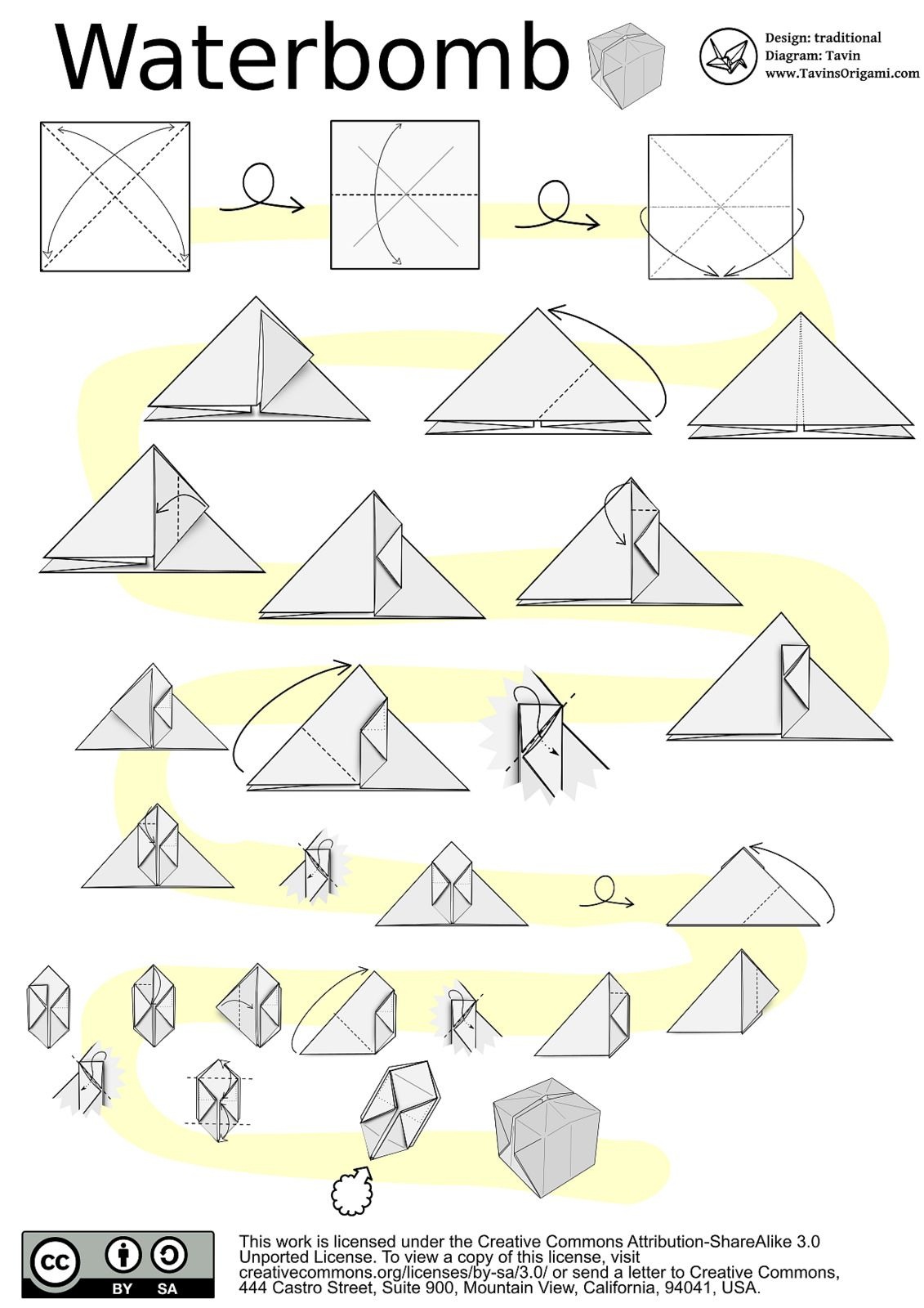 Origami Waterbomb Diagram | Crafty | Origami Instructions Dragon - Free Easy Origami Instructions Printable