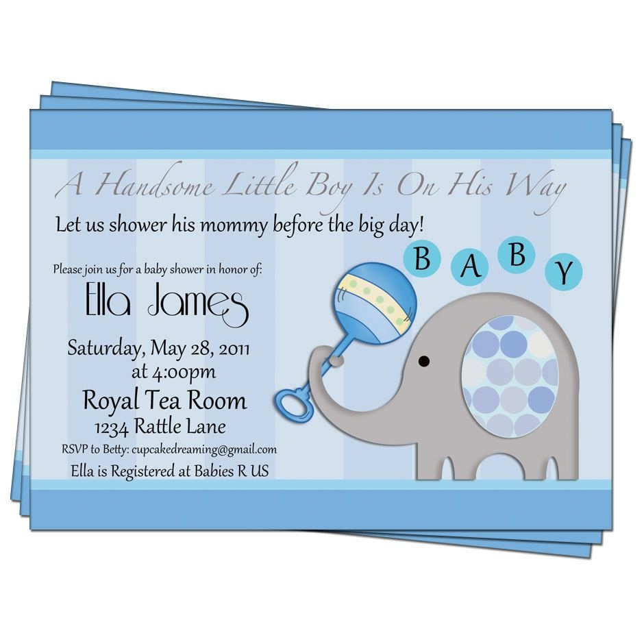 Party Invitation,baby Boy Shower Invitation Elephant Printable - Free Printable Elephant Baby Shower Invitations