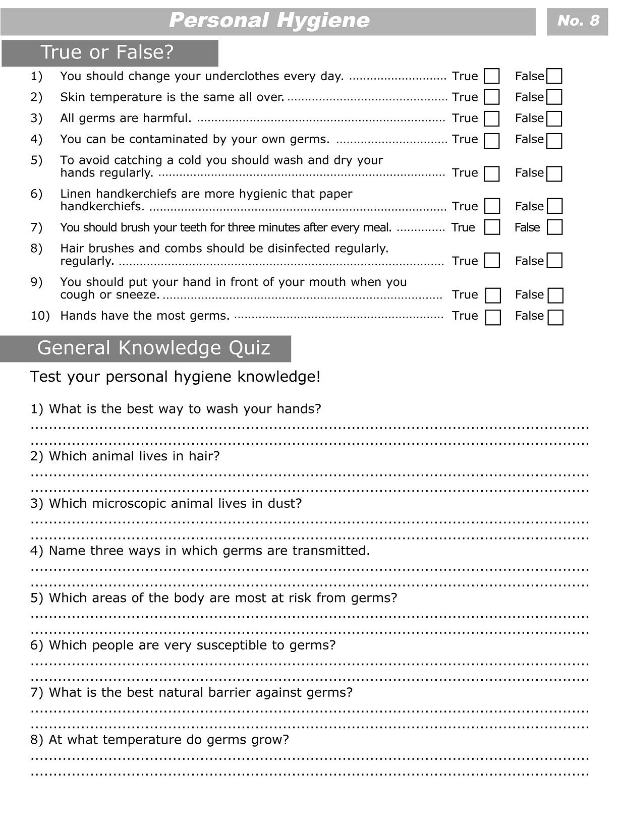 Pesonal Hygiene Worksheets For Kids Level 3 8 … | Hygiene | Healt… - Free Printable Personal Hygiene Worksheets