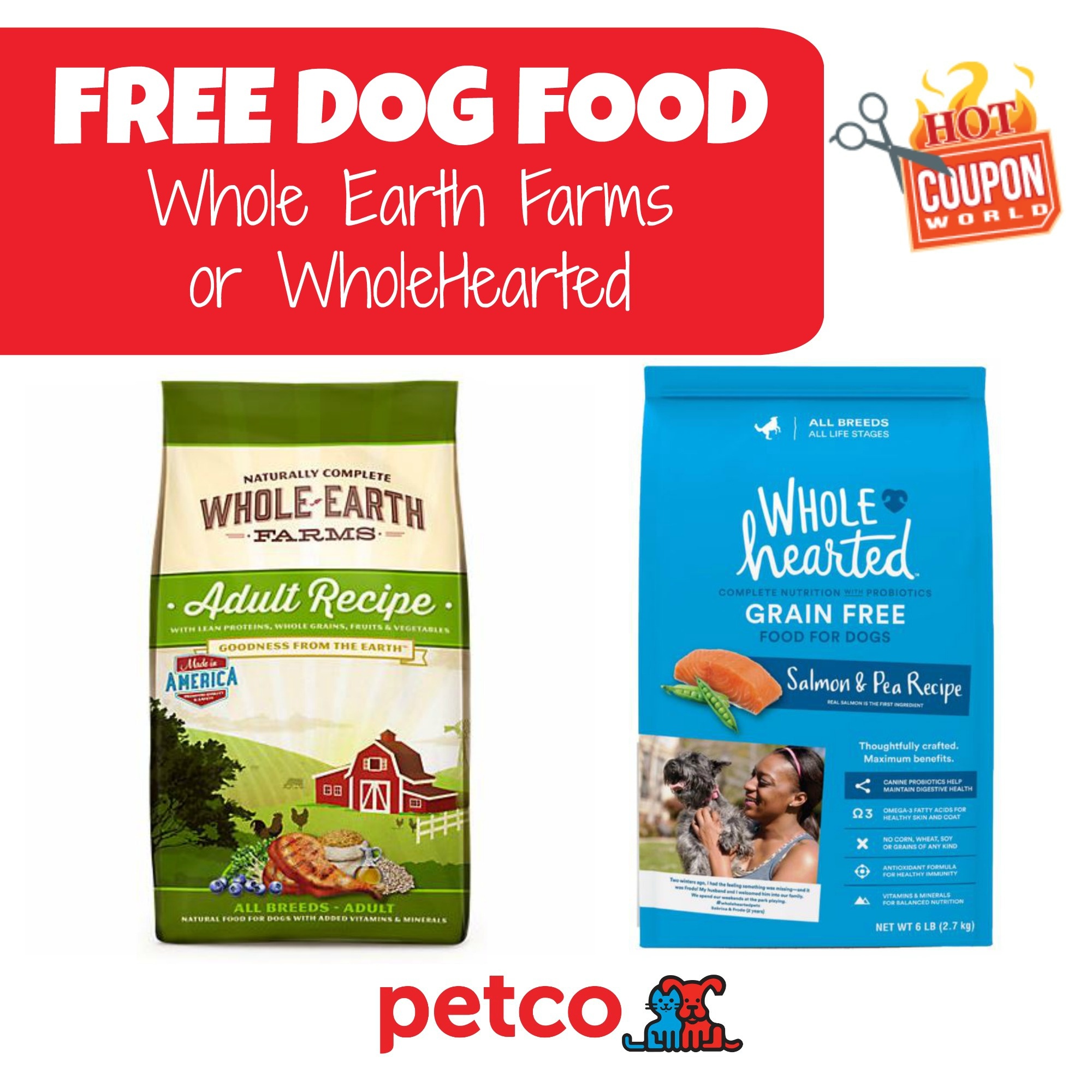 Petco: Free Wholehearted Or Whole Earth Farms Dog Food Coupon Deal - Free Printable Dog Food Coupons