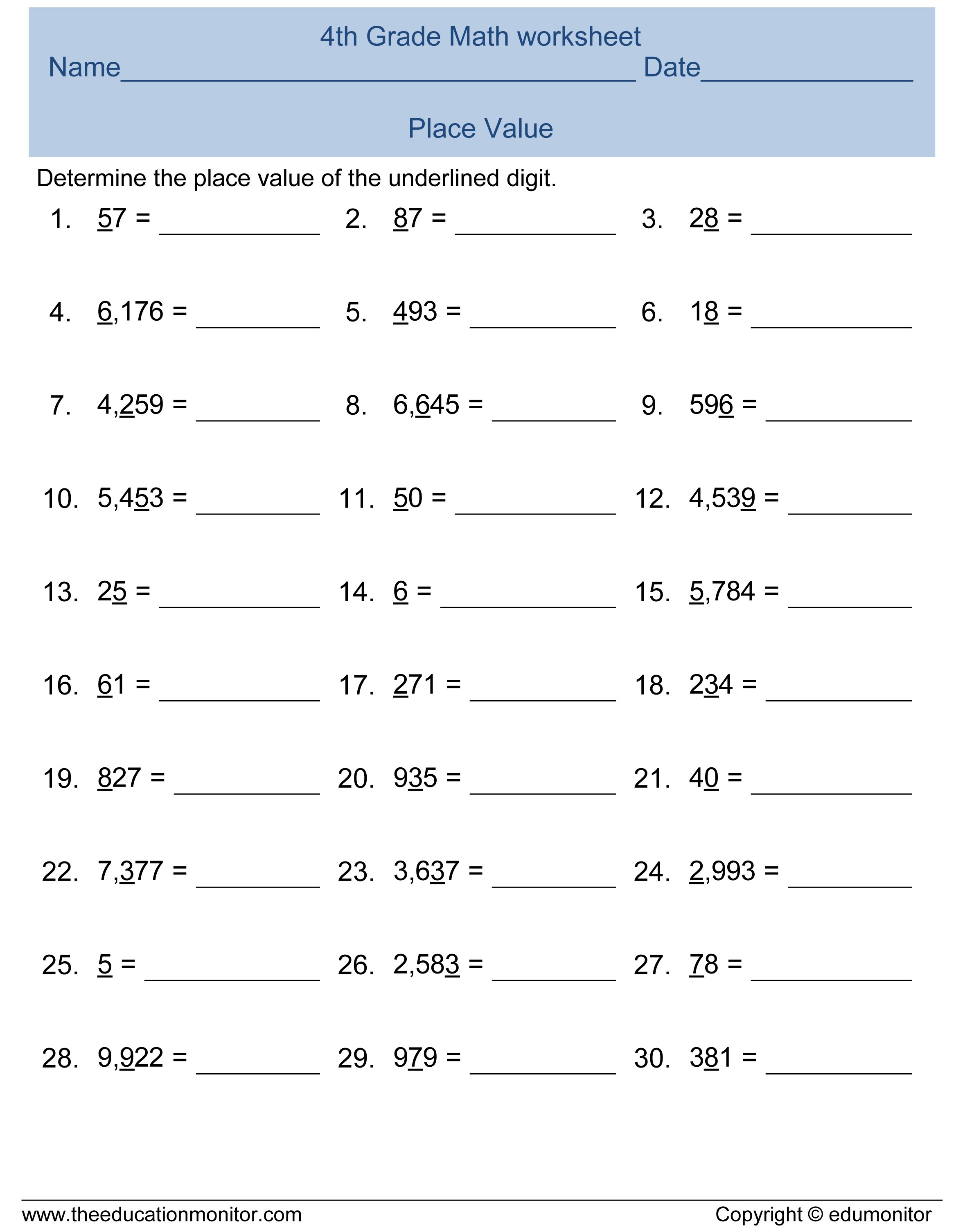 Place Value Worksheets And Printables | Free Place Value Printables - Free Printable Place Value Worksheets