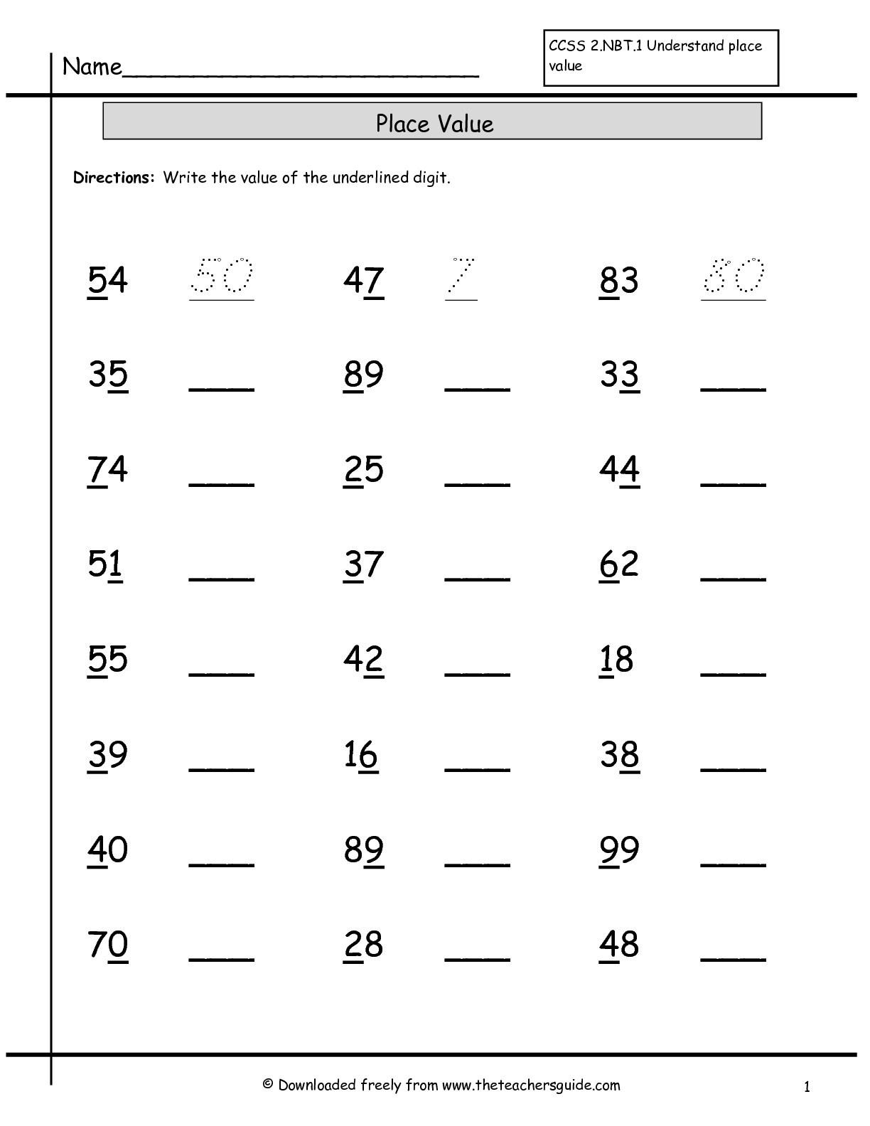 Place Value Worksheets From The Teacher&amp;#039;s Guide - Free Printable Place Value Worksheets