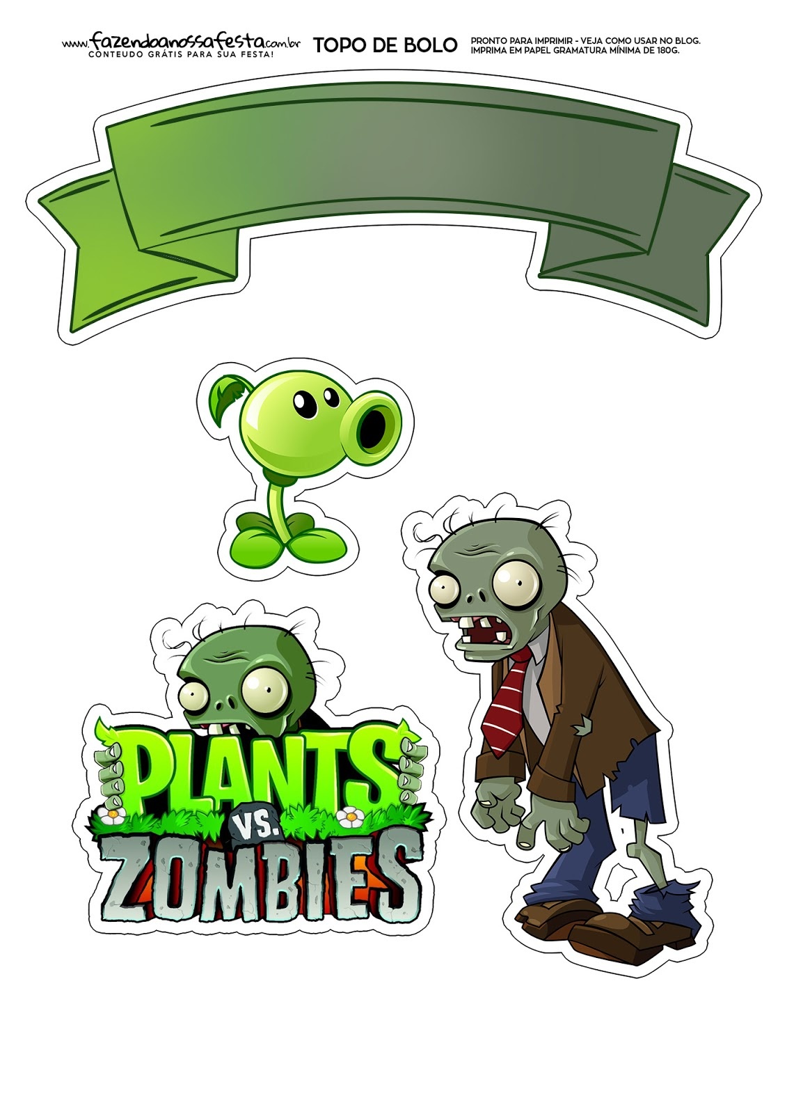 Plants Vs. Zombies: Free Printable Cake Toppers. - Oh My Fiesta! For - Plants Vs Zombies Free Printable Invitations