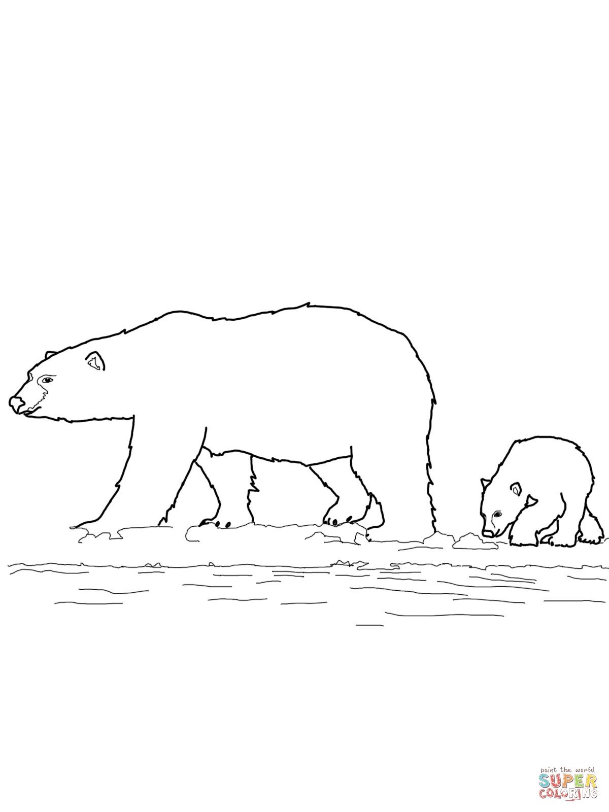 Polar Bears Family Coloring Page | Supercoloring | Handy Ideas - Polar Bear Printable Pictures Free