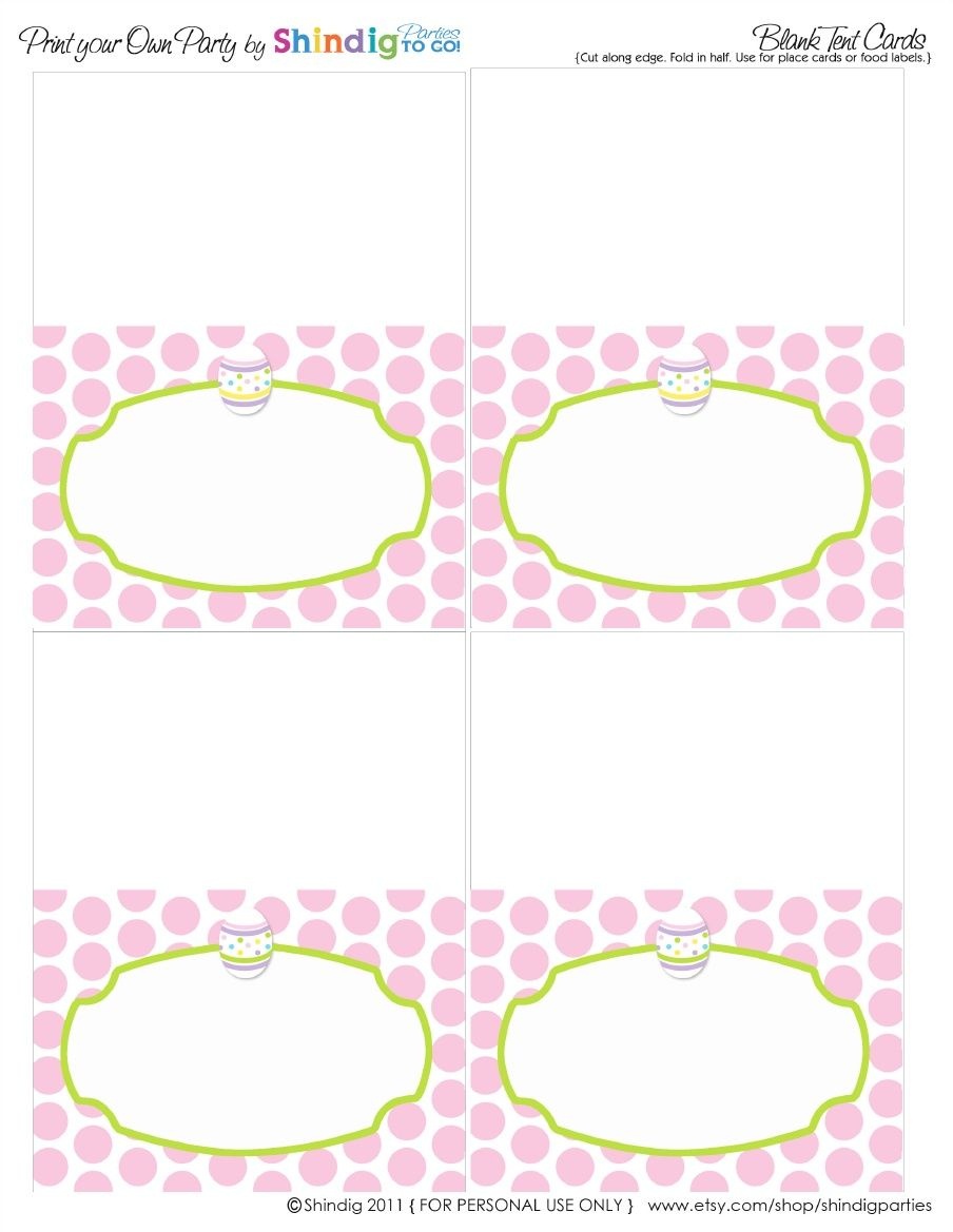 Polka Dot Easter Free Printable Place Cards | Easter | Easter - Free Printable Food Tent Cards