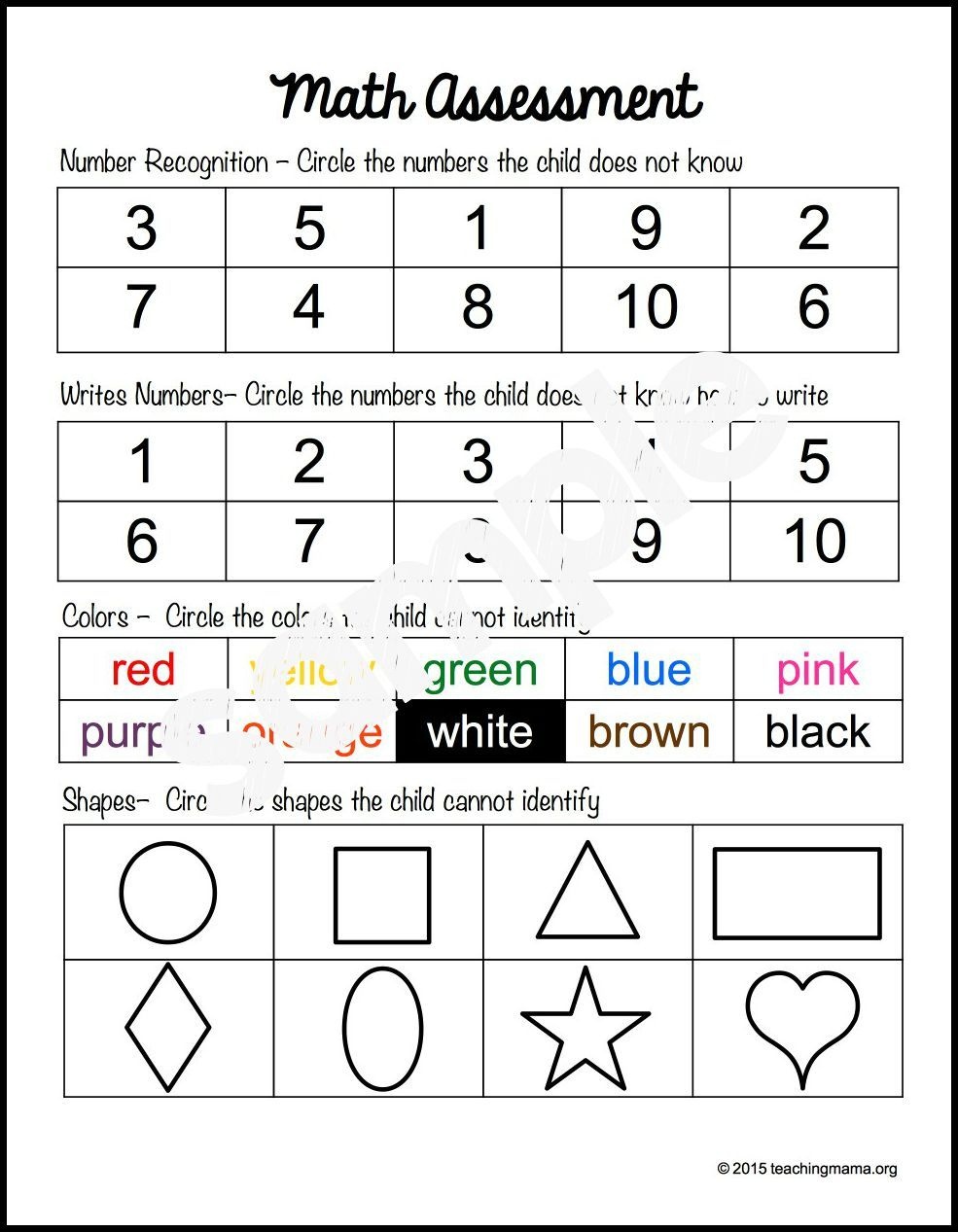 Preschool Assessment Forms Free Printable Free Printable A To Z