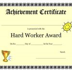 Printable Achievement Certificates Kids | Hard Worker Achievement   Free Customizable Printable Certificates Of Achievement