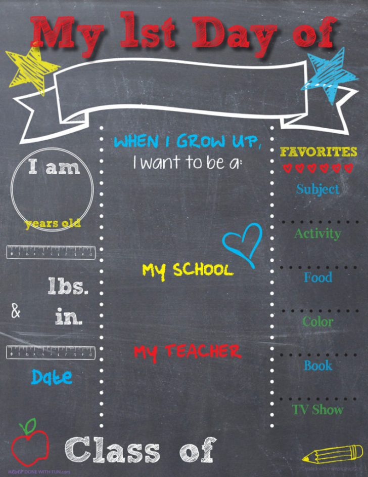 Free Printable First Day Of School Chalkboard Signs
