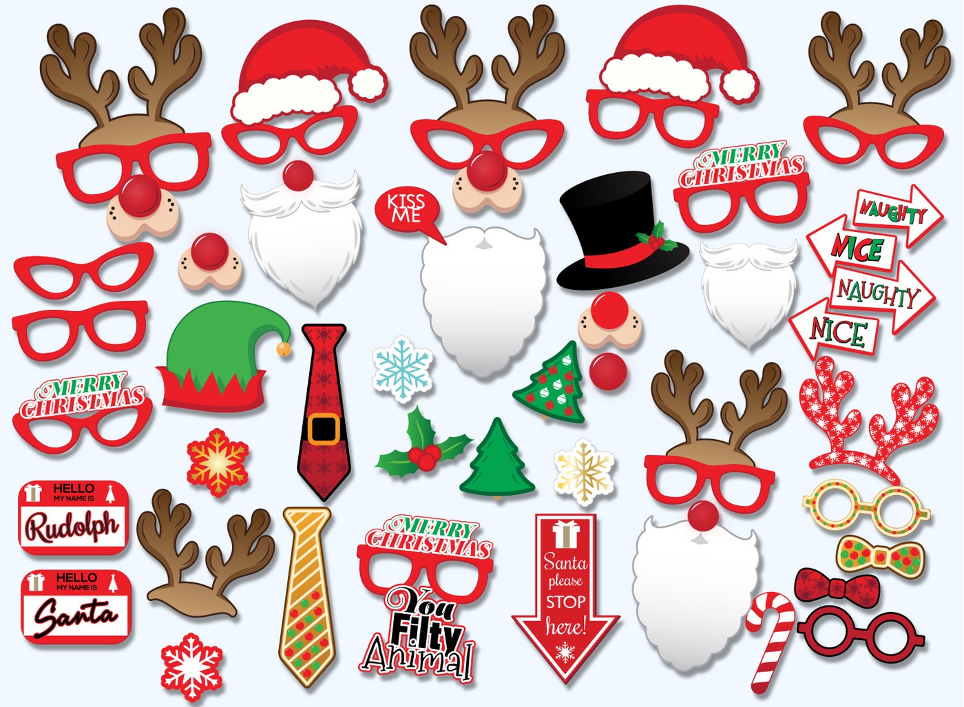 Printable Christmas Props For Pictures – Festival Collections - Free Printable Christmas Props