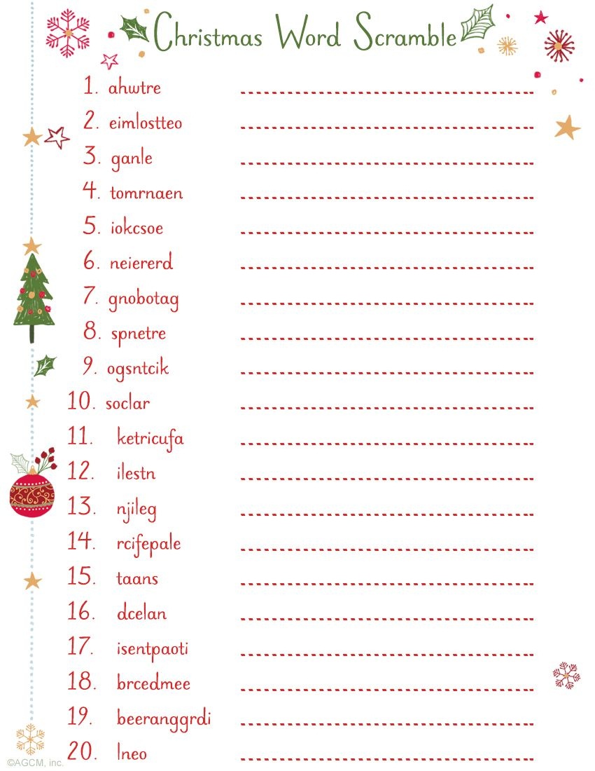 Christmas Song Scramble Free Printable Free Printable A To Z