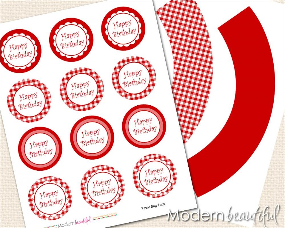 Printable Cupcake Toppers And Wrappers Red Gingham Party On Luulla - Free Printable Minecraft Cupcake Toppers And Wrappers