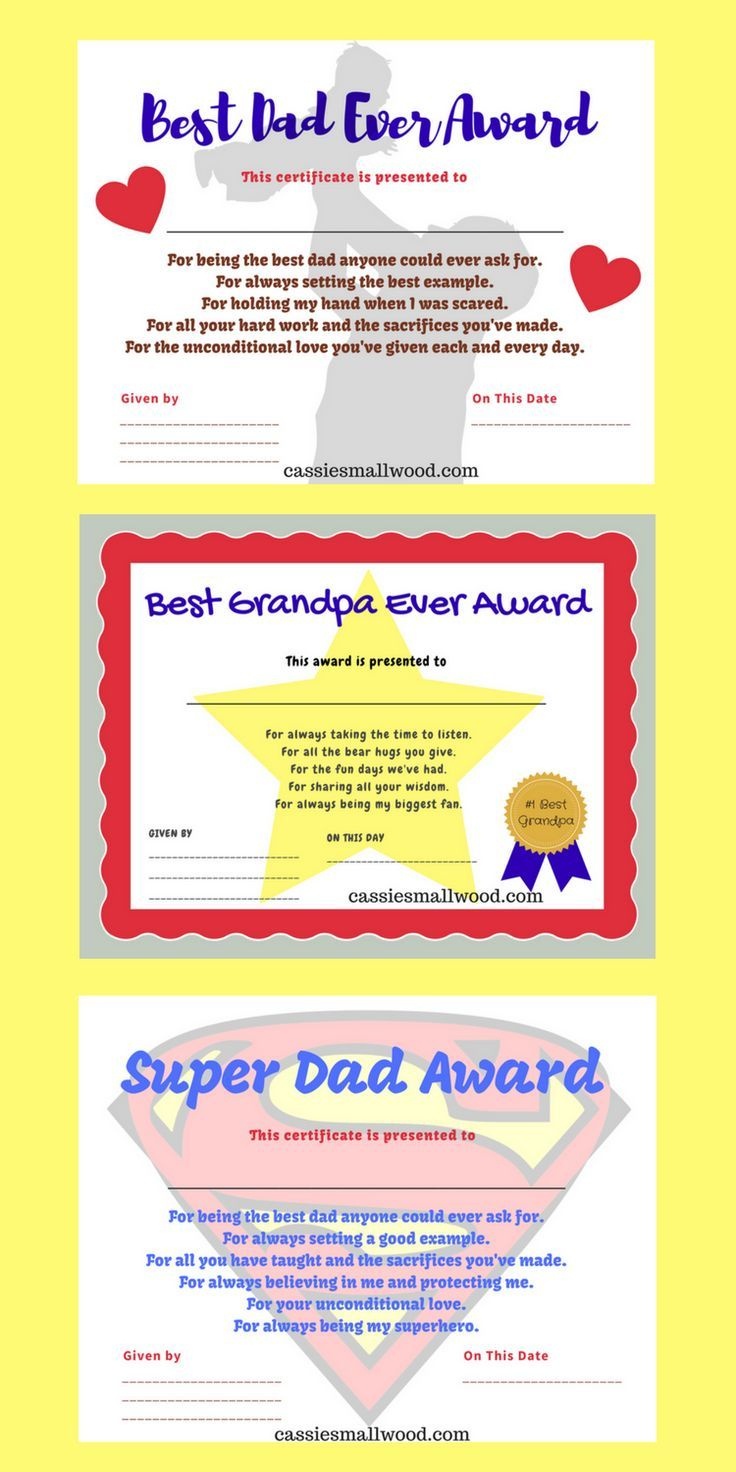 Printable Father&amp;#039;s Day Certificates Of Appreciation--Gifts For Dad - Grandparents Certificate Free Printable