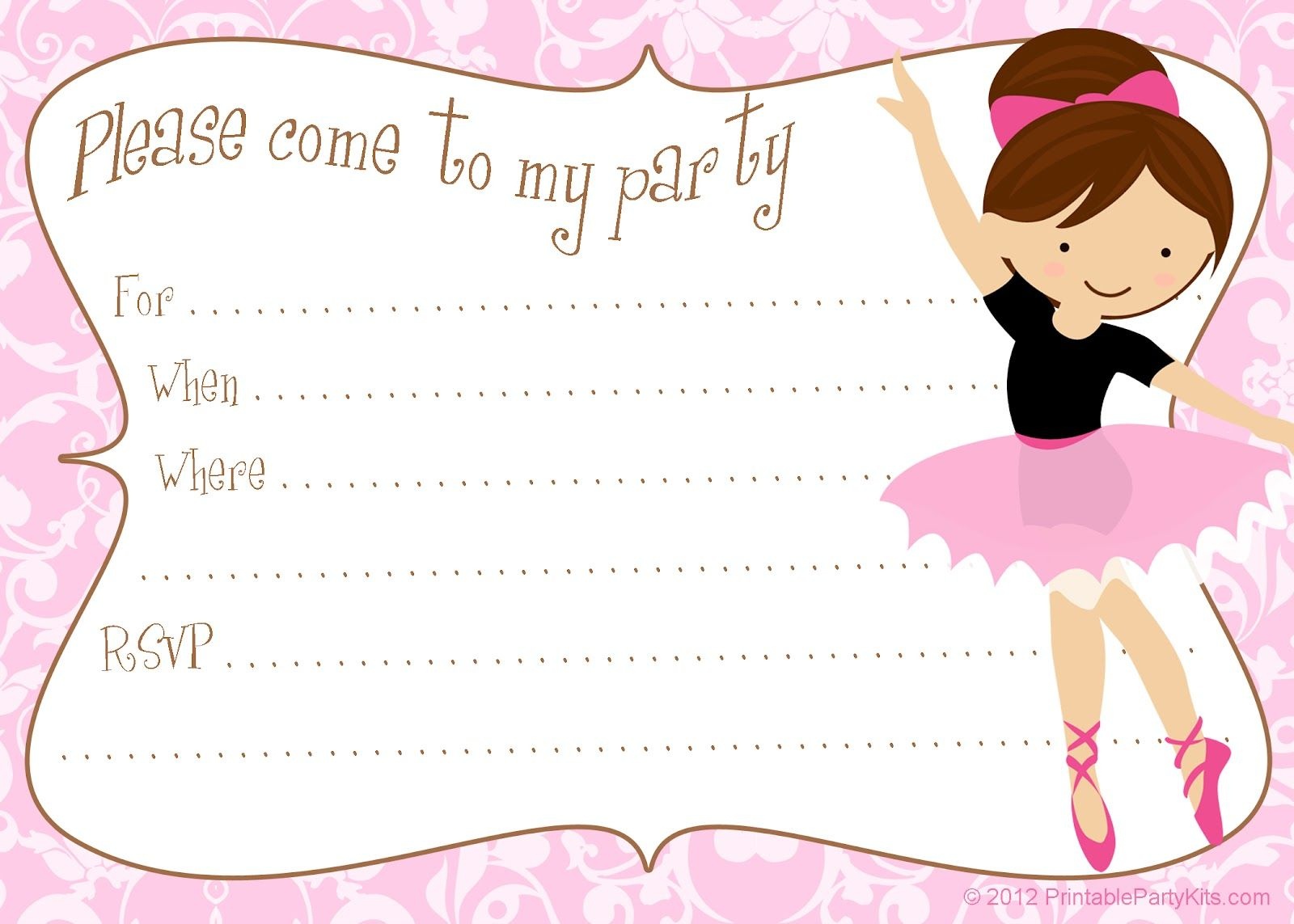 Printable Free Diy Ballerina Party Invitations | Party Printables In - Free Printable Ballerina Birthday Invitations