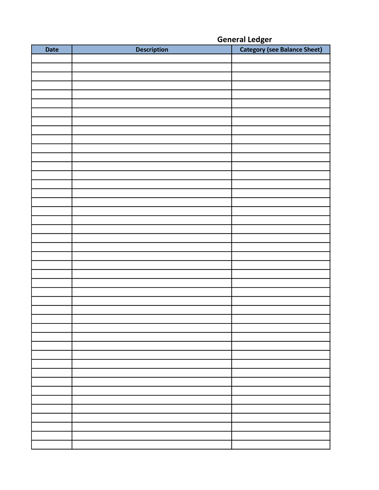 Printable 4 Column Chart Template