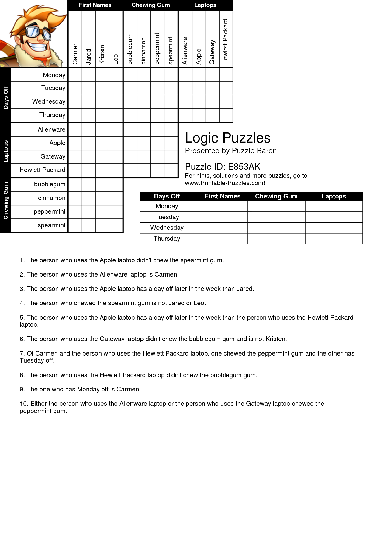Free Printable Logic Puzzles For High School Students Free Printable 