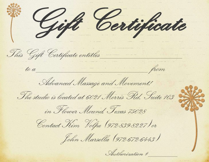 Free Printable Massage Gift Certificate Templates