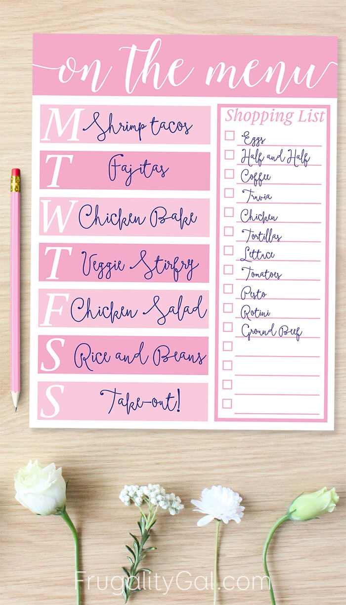 Printable Meal Planner - Free Menu Planning Worksheet - Create A Menu Free Printable