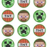 Printable Minecraft Stickers |  Minecraf Set Of 12 2 Inch Round   Free Printable Minecraft Cupcake Toppers And Wrappers