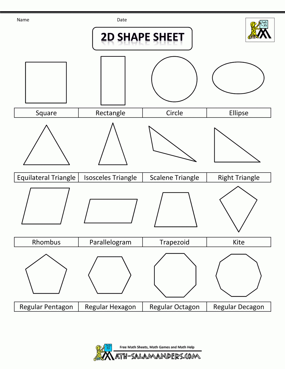 Free Shape Templates Printable | Free Printable A to Z