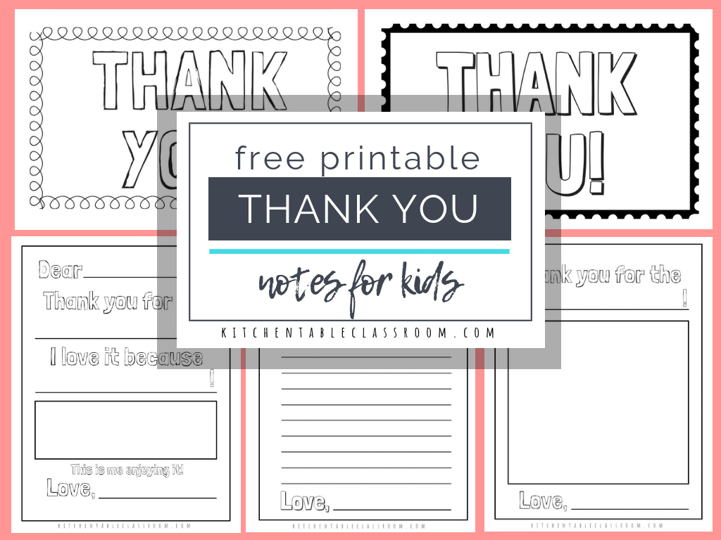 Printable Thank You Cards For Kids - The Kitchen Table Classroom - Free Printable Thank You Cards
