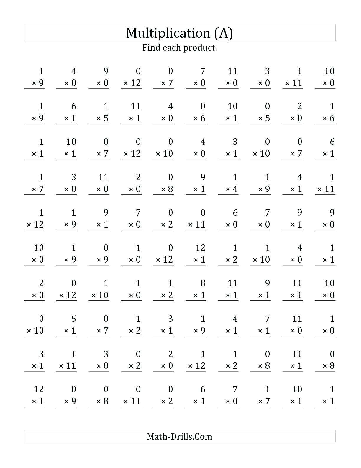 Printable Timed Multiplication Test Math Multiplication Worksheets 0 - Free Printable Multiplication Timed Tests