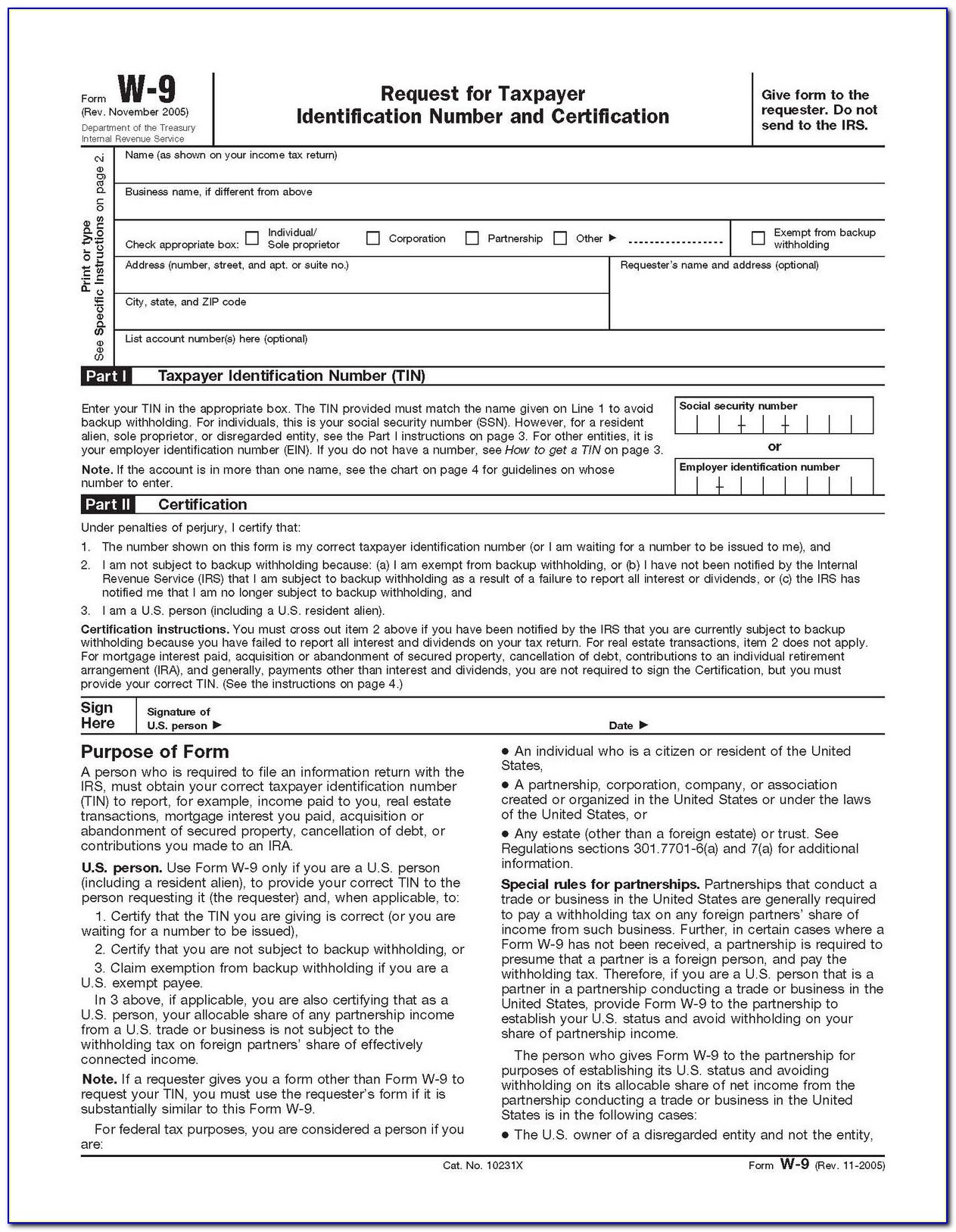 W9 Form Printable 2017 Free | Free Printable A to Z