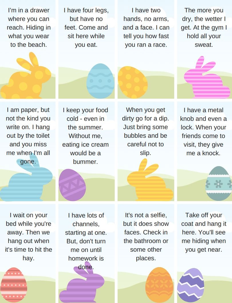 Easter Scavenger Hunt Riddles Free Printable Free Printable A to Z