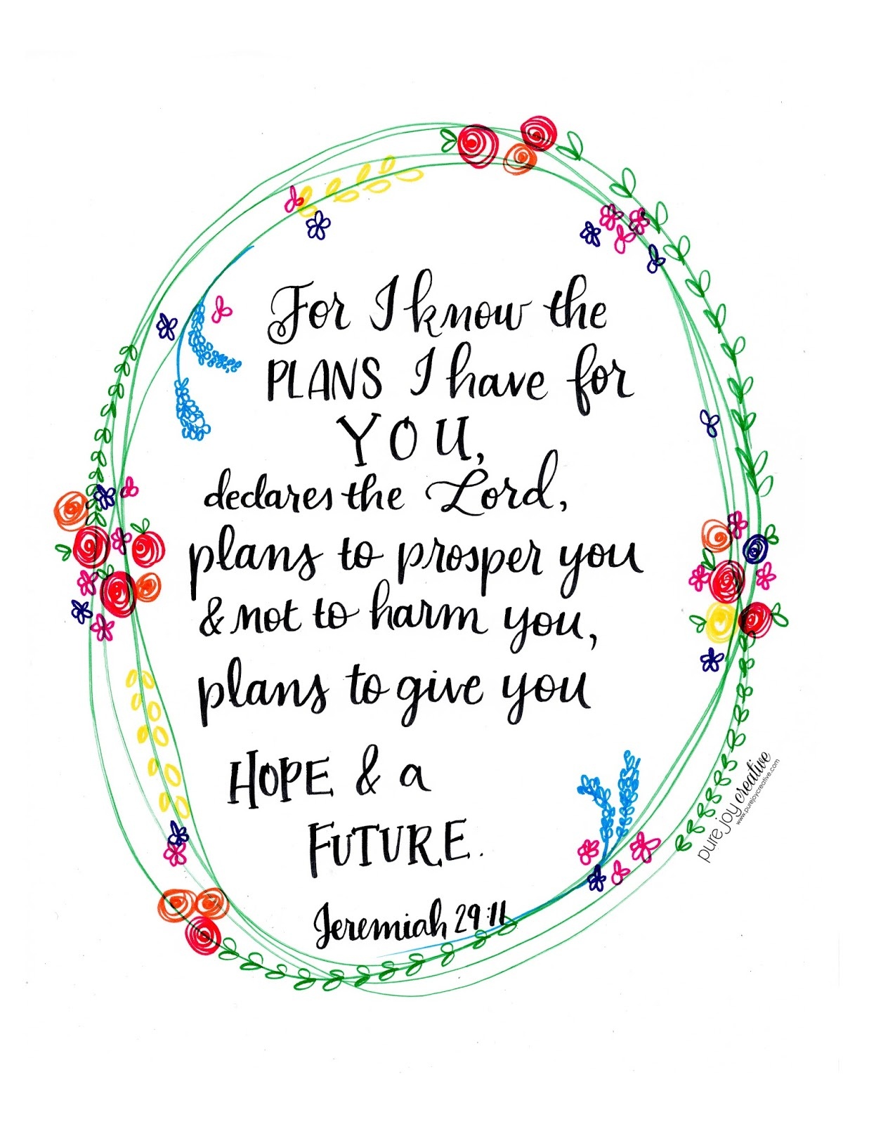 Pure Joy Creative: Jeremiah 29:11 Free Printable - Jeremiah 29 11 Free Printable