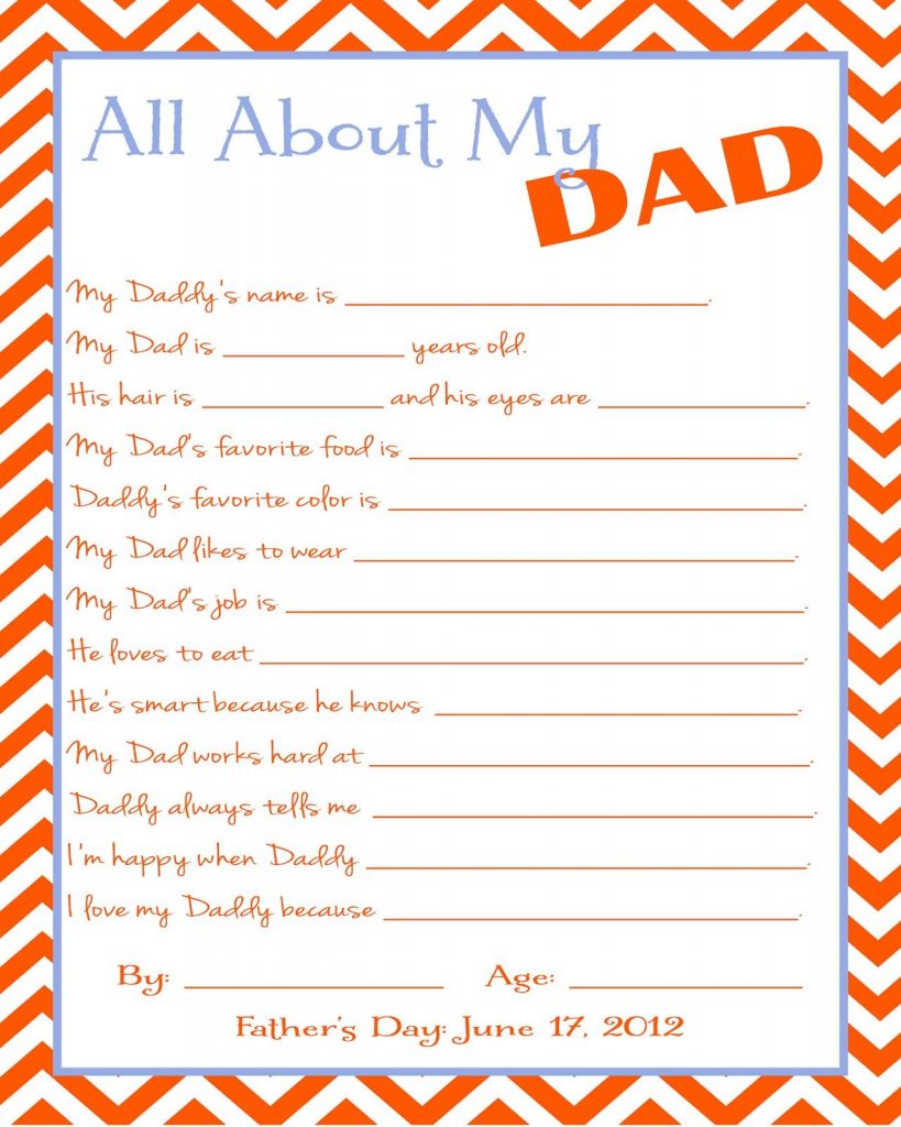 Questionnaire For Father's Day Holidays Fathers Day Gifts Free