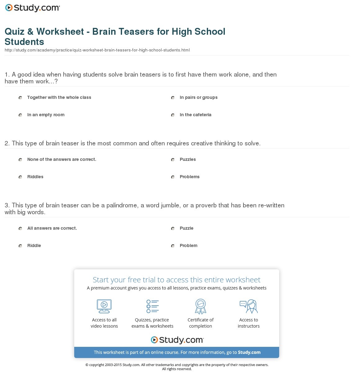 quiz-worksheet-brain-teasers-for-high-school-students-study