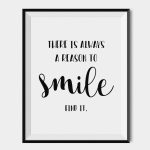 Quote Print Smile, Digital Download Art, Printable Wall Art, Black   Free Printable Smile Your On Camera