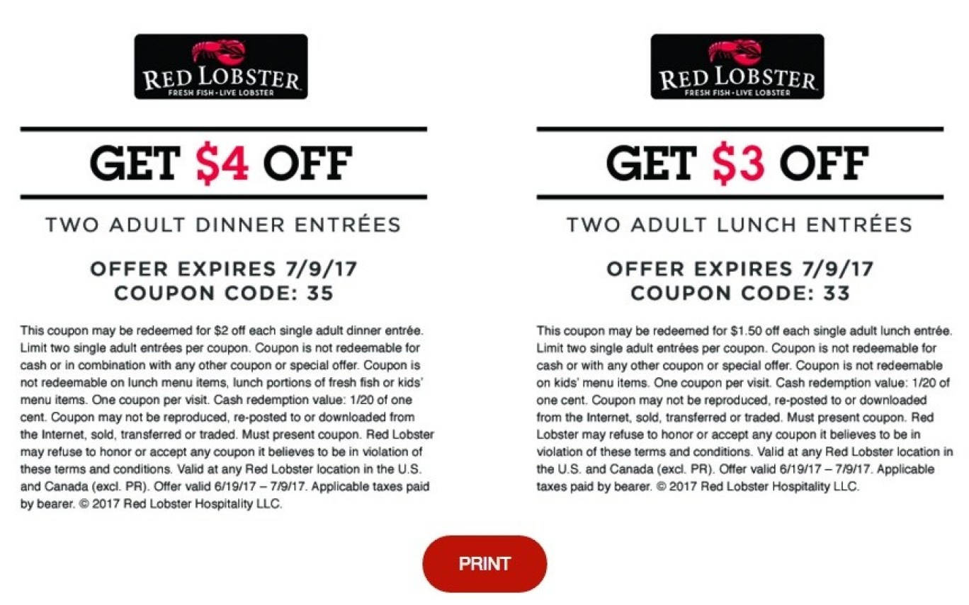 Red Lobster Coupons July 2017 | Hot Trending Now - Free Printable Red Lobster Coupons