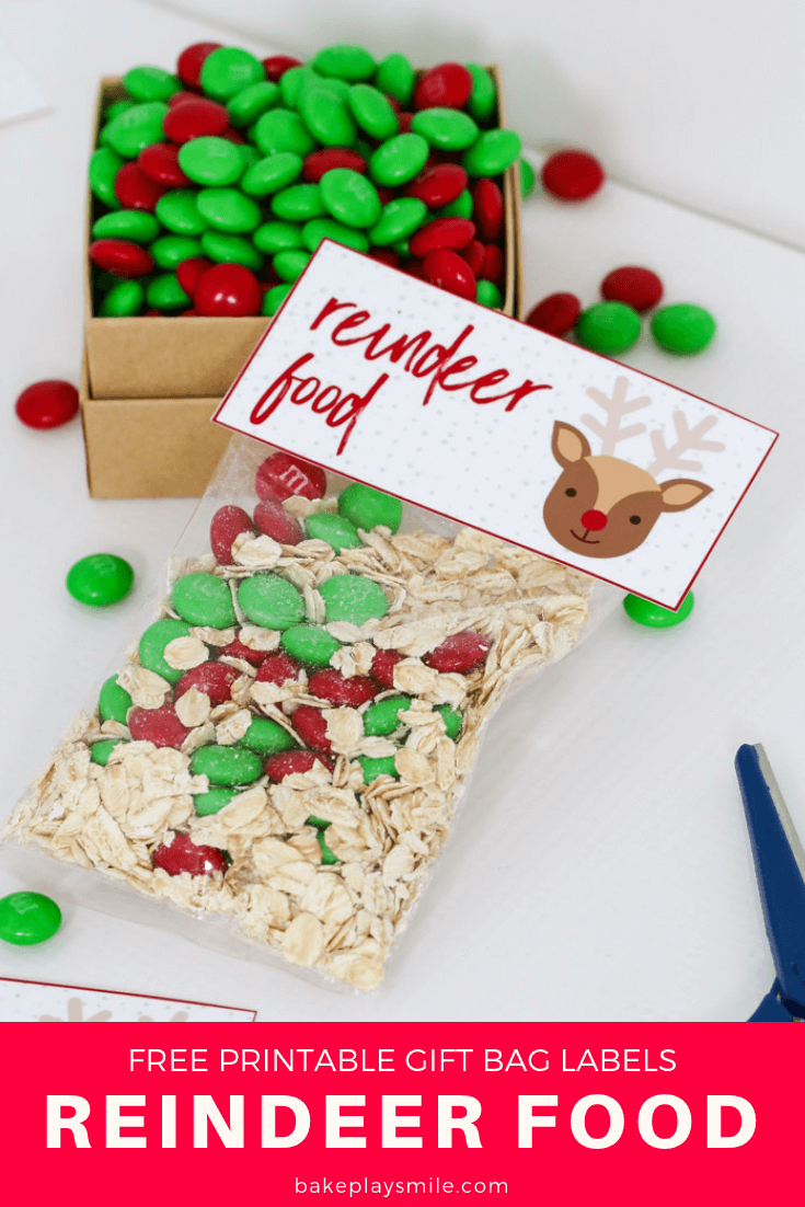 Reindeer Food - Free Christmas Printable Gift Bag - Bake Play Smile - Free Printable Christmas Food Labels