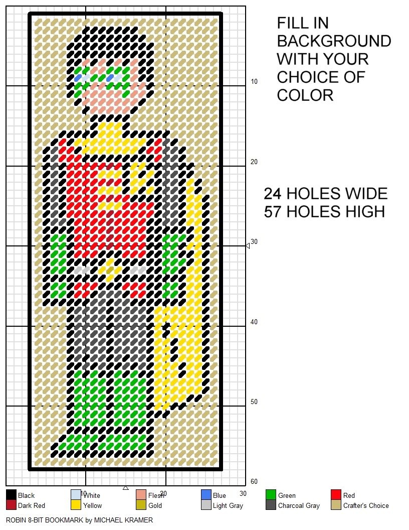 Robin 8-Bit Bookmark Plastic Canvas Patternmichael Kramer - Free Printable Plastic Canvas Patterns Bookmarks