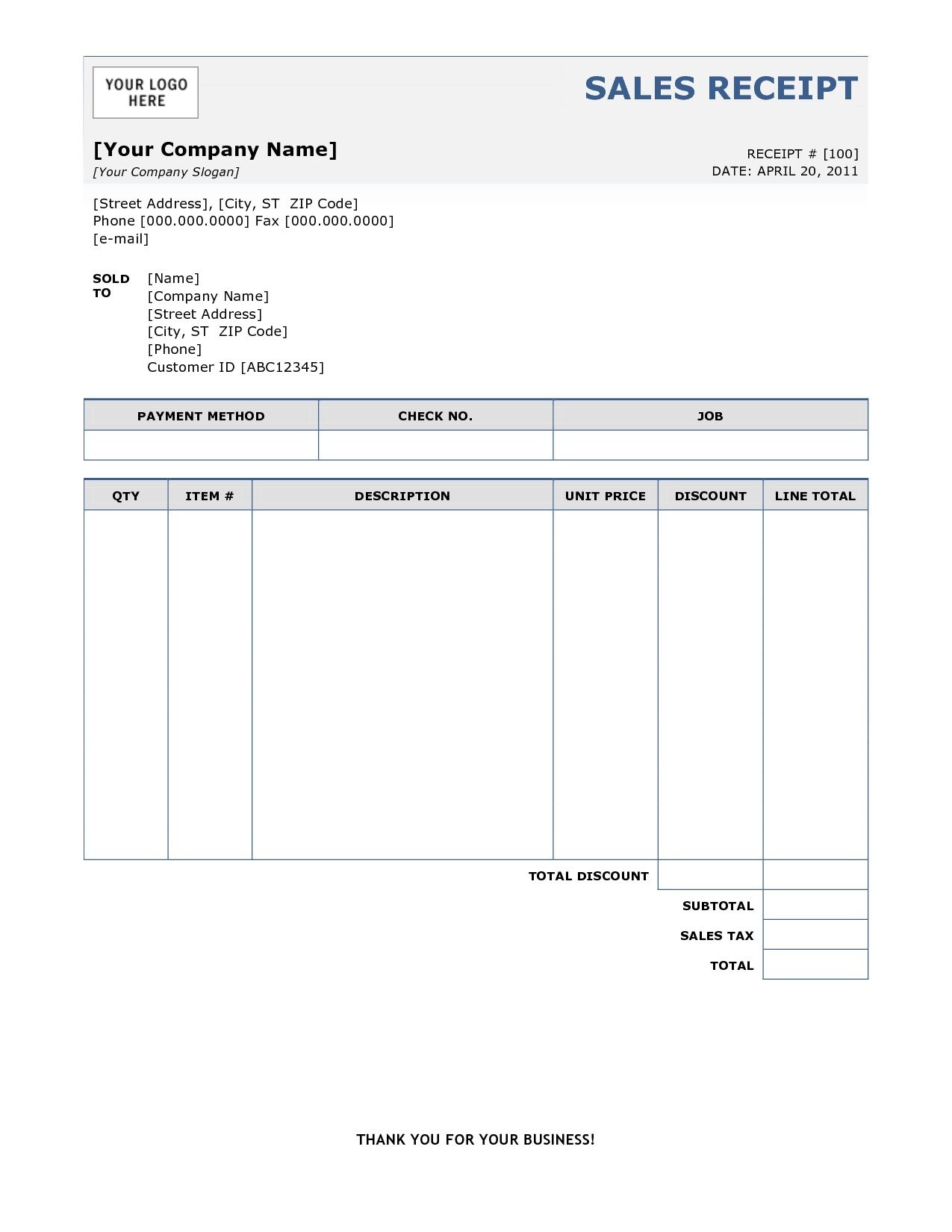 Sample Of Invoice Receipt Free Printable Invoice Sample Of Invoice - Free Printable Sales Receipt Form