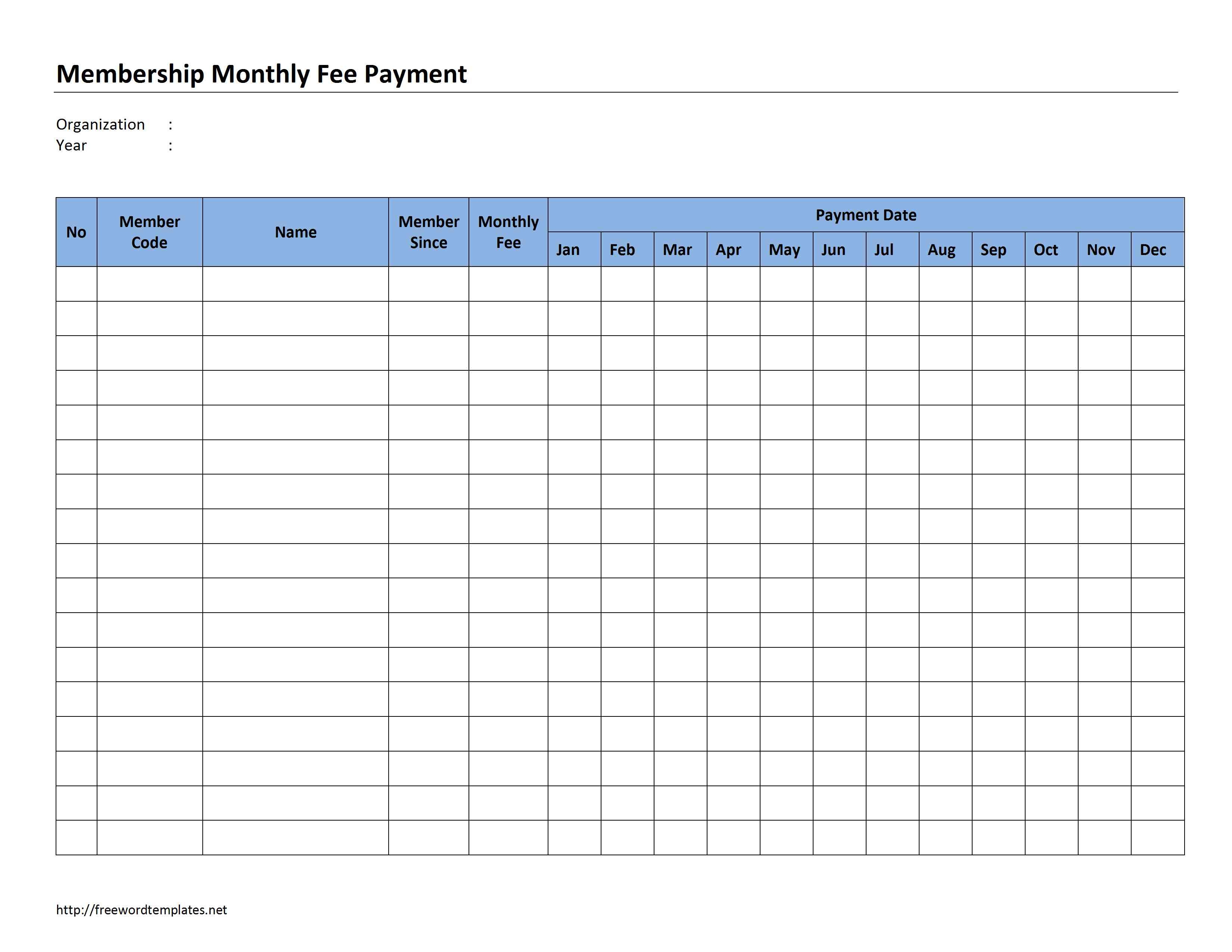 Schedule Template Payment Format Excel Sheet Sample Membership - Free Printable Bill Payment Schedule