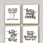 Set Of 4 Printable Bathroom Signs   Happy Go Lucky   Free Printable Signs
