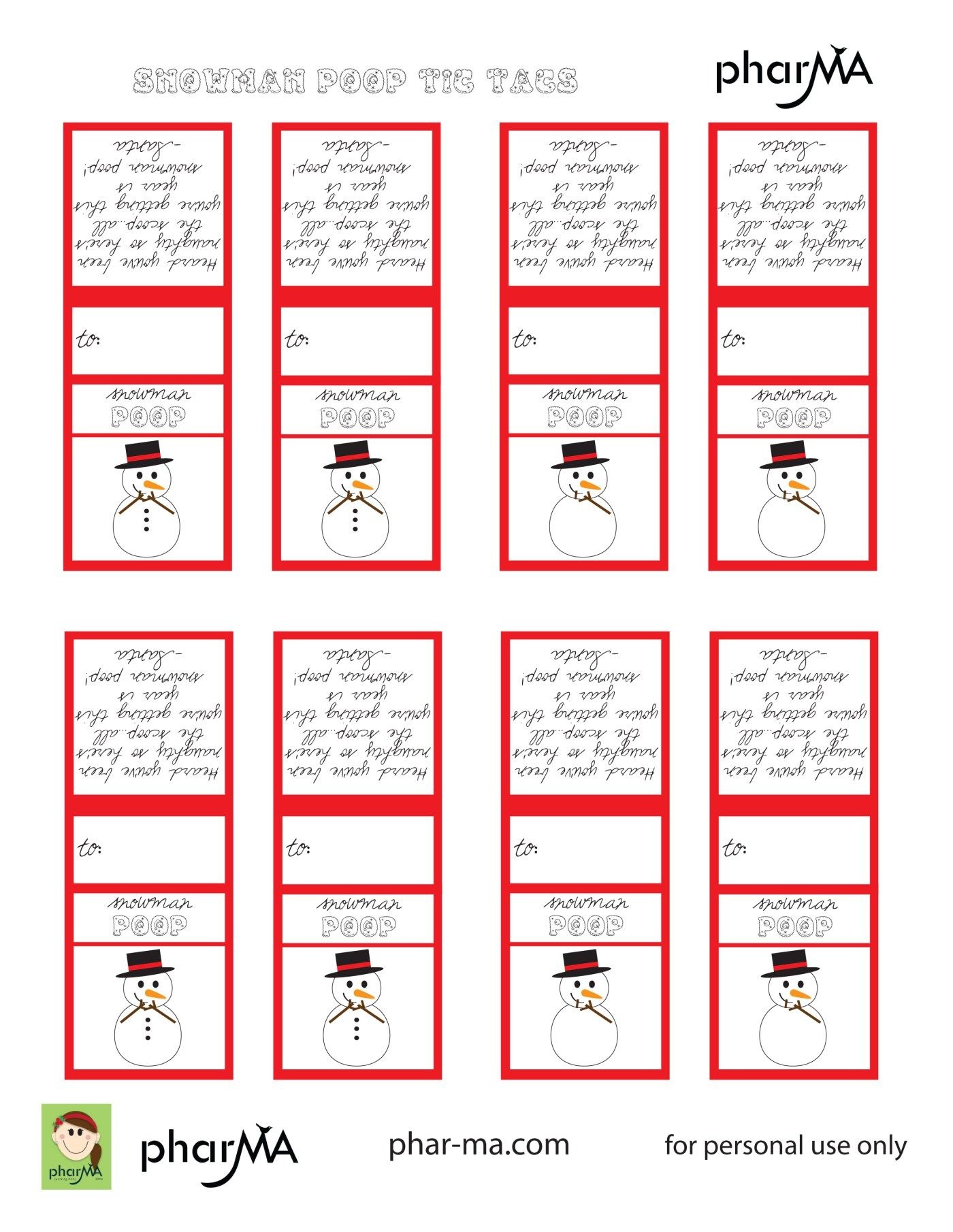 Snowman Poop Tic Tac Labels | Let&amp;#039;s Make Christmas Things! | Snowman - Free Printable Tic Tac Labels