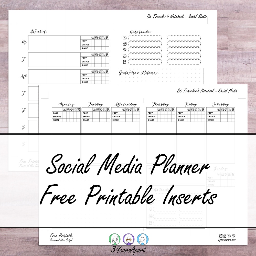 Social Media Planner Inserts | Free Printable For Traveler&amp;#039;s - Free Printable Traveler&amp;#039;s Notebook Inserts