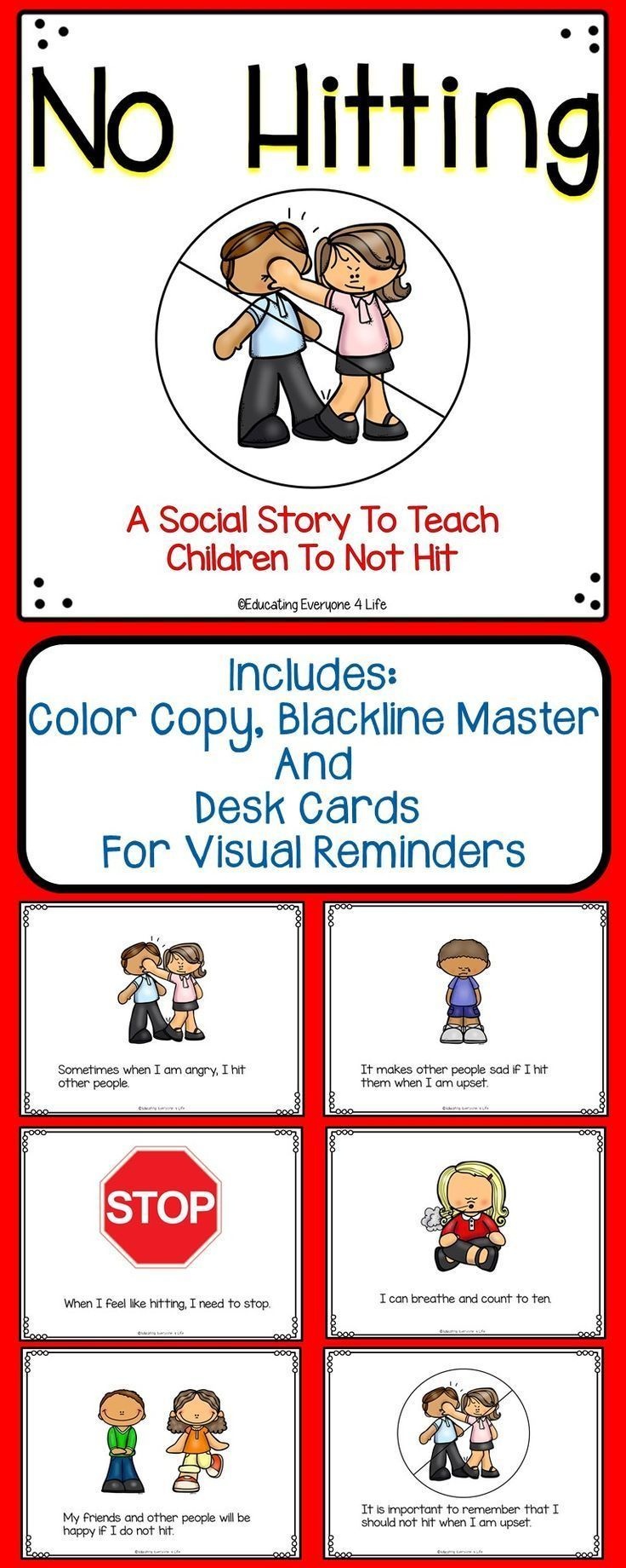 Social Story For Children - No Hitting | Elementary Behavior - Free Printable Social Stories For Kids
