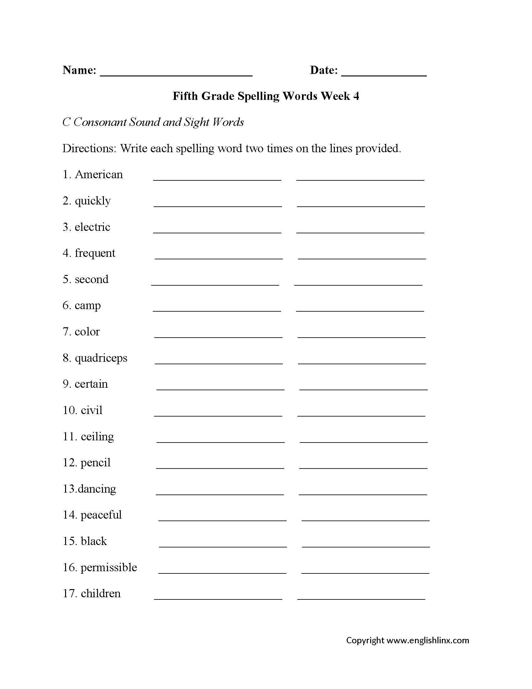 Spelling Worksheets | Fifth Grade Spelling Worksheets - Free Printable Worksheets For 5Th Grade
