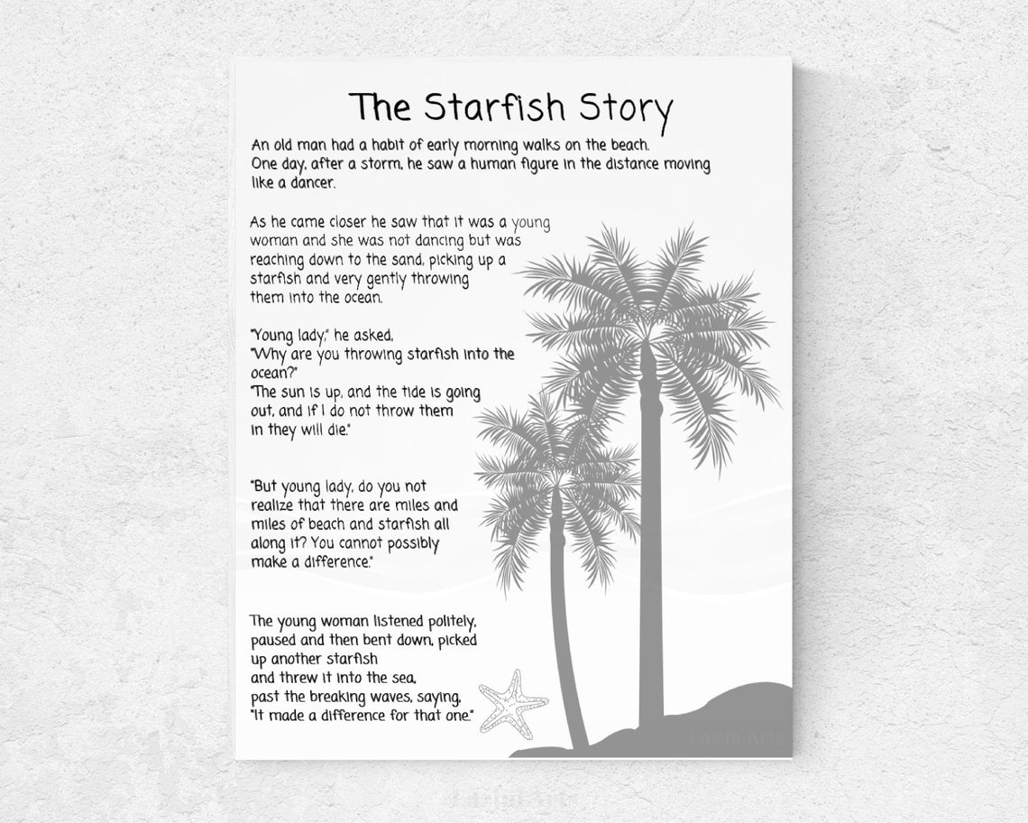Starfish Poem Printable - Masterprintable - Starfish Story Printable Free