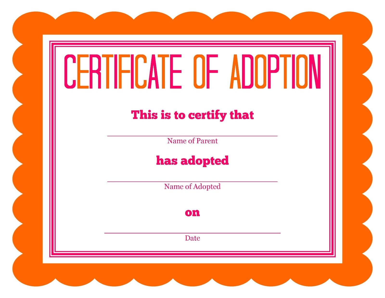 Stuffed Animal Adoption Party Detail-Oriented Diva! | Party: Kids - Free Printable Adoption Certificate