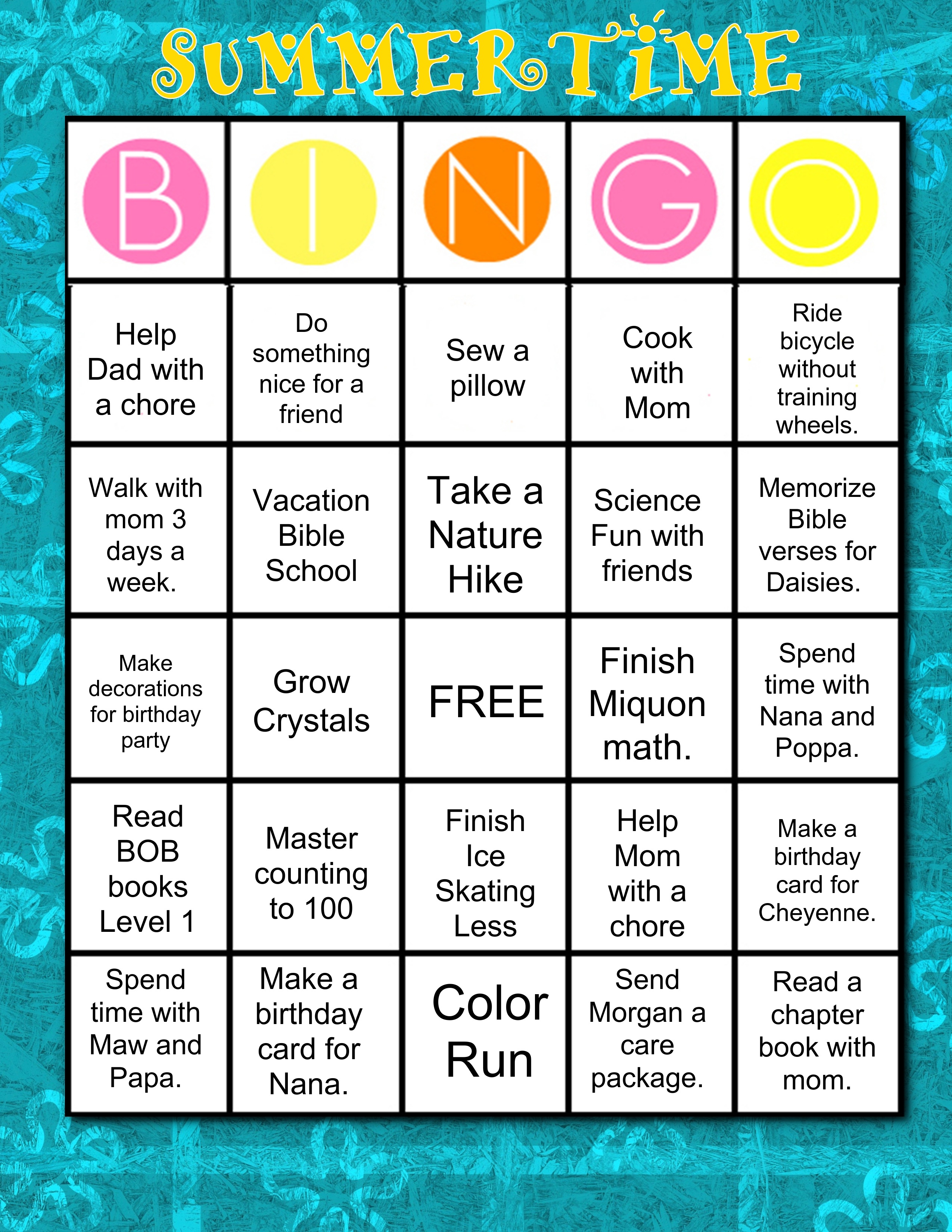 Summer Bingo! - Momma Do - Free Printable Self Esteem Bingo