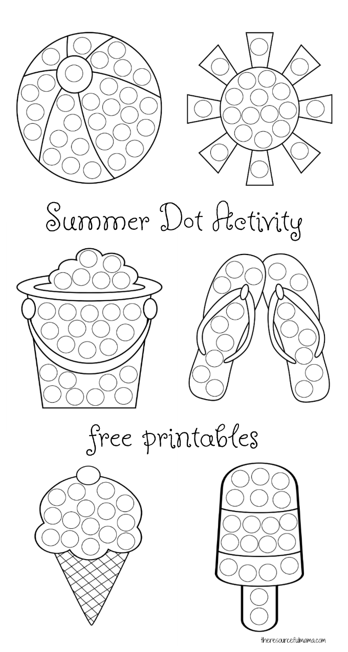 Summer Dot Activity {Free Printables} | The Resourceful Mama - Do A Dot Art Pages Free Printable
