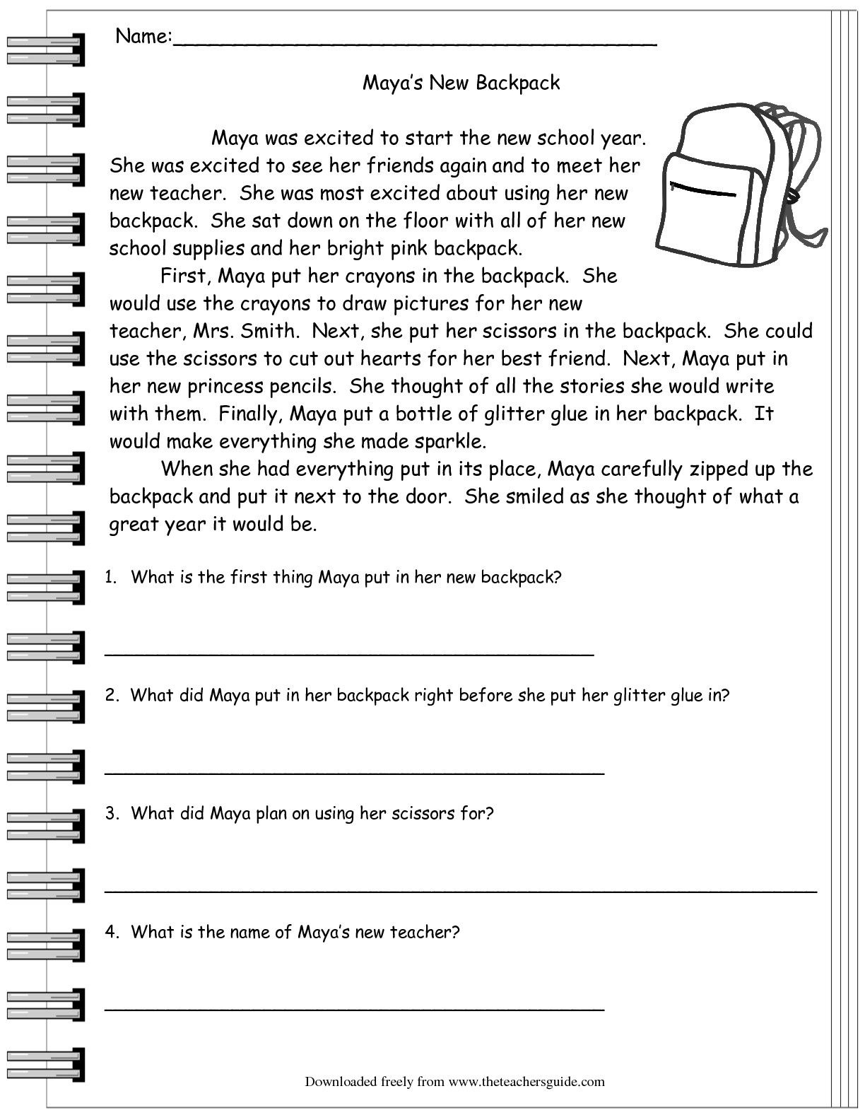 Super Teacher Worksheets Reading |  For &amp;quot;reading Comprehension - Third Grade Reading Worksheets Free Printable