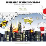 Superhero Skyline Explosion Backdrop Pdf File | Etsy   Free Printable Superhero Skyline