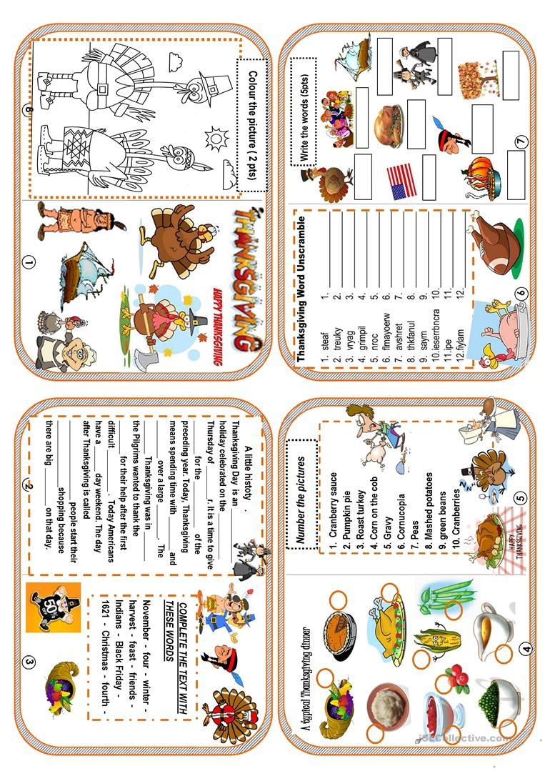 Thanksgiving Minibook Worksheet - Free Esl Printable Worksheets Made - Free Thanksgiving Mini Book Printable